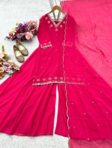 Elegante Top Fox Georgette con Sarara y Dupatta a juego para mujer, perfecto para bodas, fiestas y Ropa Étnica festiva - Product Image 5