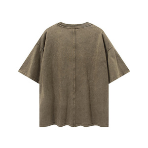 Camiseta lavada con ácido Vintage 2025 para hombre con logotipo personalizado Camiseta básica para hombre con tecnología de algodón pesado 100% - Product Image 3