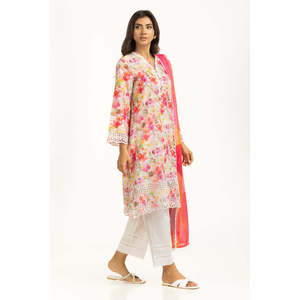 IUSTKSD-1221 Ensemble décontracté imprimé en tissu lawn avec broderie Schiffli, respirant, longueur genou, taille XS, tendance, pour les fêtes de jour, service OEM/ODM - Product Image 6