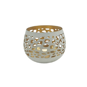 Votive en fer fantaisie de couleur blanche utilisable pour les pots de bougie votive en métal décoratifs pour la maison - Product Image 1