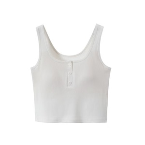 Nueva venta al por mayor en blanco mujeres Tank Tops algodón poliéster chaleco sin costuras Slim Rib camiseta femenina transpirable sin mangas chaleco camiseta - Product Image 3