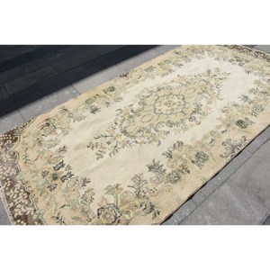 Clásico Beige marrón 4,9X9,8 pies hecho a mano de piel de lana alfombra turca Patchwork para sala de estar pasillo de noche forma Rectangular látex - Product Image 4