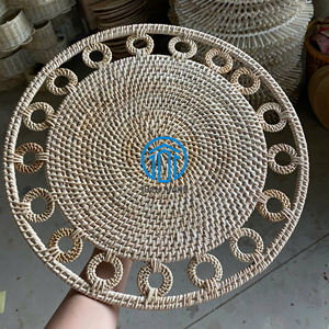 Mantel Individual de ratán tejido a mano con forma de flor, decoración de mesa marrón, tapete de comedor ecológico hecho a mano en Vietnam - Product Image 4