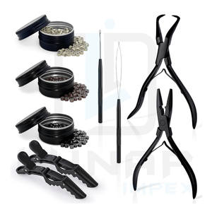 Ofrecemos herramientas de extensión de cabello personalizadas con accesorios en color negro mate con etiquetado de marca - Product Image 4