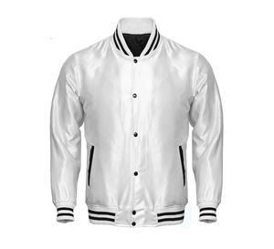 Cómoda chaqueta de satén a prueba de viento con tamaño y logotipo de color personalizados Nueva llegada Chaqueta universitaria de satén transpirable para hombres - Product Image 6