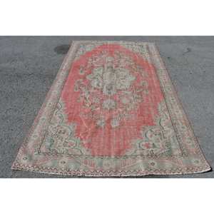 Tapis turc vintage rouge vert 5.6x9,3 pieds grande surface tissage plat tapis de salon pour les décorations de couloir - Product Image 1