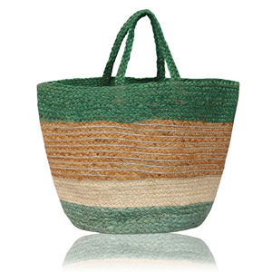 Sac fourre-tout en jute Tyntra en forme de seau, taille personnalisée, grand, vert beige, sac de plage, sac de shopping, avec poignée longue pour l'épaule - Product Image 2