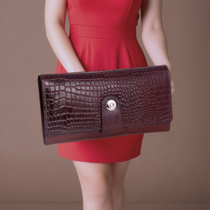 2025 Vintage Leather Lady Clutch Con cremallera larga Monedero de mano de moda Cartera de calidad de exportación para mujer - Product Image 2