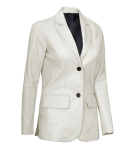 Chaqueta Blazer de Piel de Oveja Genuina para Mujer, Estilo Elegante y Moderno, Estilo Motociclista, Tinte Liso, Cierre Cruzado, Resistente al Viento y Transpirable - Product Image 3