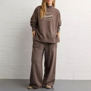 Sudadera de Invierno para Mujer de Alta Calidad, Cuello Alto Simulado, 100% Algodón, Ligera, Estilo Urbano, Hombros Caídos, Logotipo Personalizado - Product Image 2