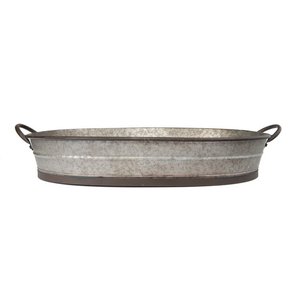Plateau de service en métal galvanisé avec manche en bois adapté à la maison et au mariage Plateau de service de table pour ustensiles de cuisine - Product Image 6