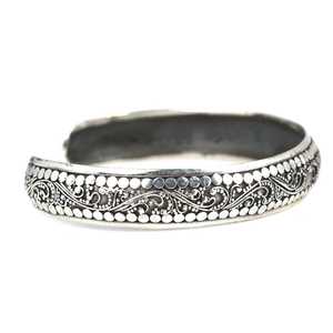 925 Sterling <b>Silver</b> Open Bottom Fashion <b>Cuff</b> <b>Bracelet</b> with Patterned Top - Product Image 1