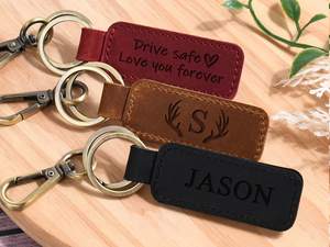 Llavero de Cuero Genuino Grabado Personalizado con Nombre o Logotipo, Estilo Vintage Hecho a Mano, Forma Ovalada, Accesorio de Regalo Corporativo - Product Image 4