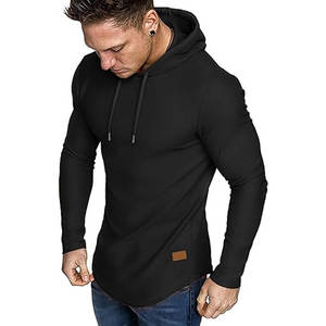 Sudaderas de entrenamiento para hombre, sudaderas con capucha de gimnasio atlético de manga larga con ajuste muscular, ropa deportiva cómoda, conceptos básicos para correr - Product Image 1