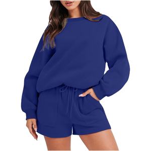 Conjunto de Sudadera con Capucha Extra Grande de Algodón para Mujer, Pantalones Cortos por Encima de la Rodilla, Tops Largos para Invierno, Conjunto de Dos Piezas a Juego, Camiseta y Pantalones Cortos 2026 - Product Image 2