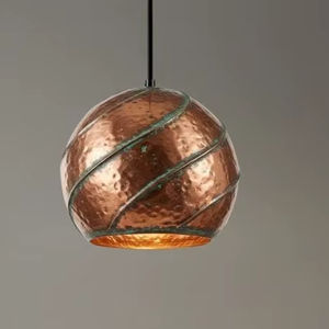 Lampe suspendue en métal poli en cuivre, luminaire industriel pour îlot de cuisine et salle à manger - Product Image 1