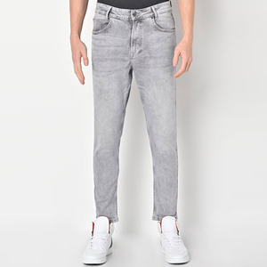 กางเกงยีนส์ผู้ชายทรงสลิมฟิตสไตล์วินเทจสตรีทแวร์แบบสกินนี่ขาดซ้อนกัน - Product Image 2