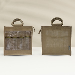 Vente en gros Sacs fourre-tout en jute promotionnels respectueux de l'environnement Fermeture à glissière avec ruban Shopping réutilisable Cadeau design personnalisé - Product Image 5