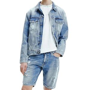 Conjunto de Dos Piezas de Jeans para Hombre, Personalizado, de Alta Calidad, Camiseta de Manga Corta y Pantalones Cortos de Mezclilla, Estilo Urbano, Desgastado - Product Image 5