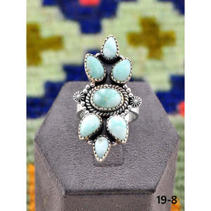 Bague ajustable en argent sterling et turquoise Paloma d'inspiration sud-ouest, bijou tendance en acier inoxydable avec sertissage clos, cadeau idéal - Product Image 2