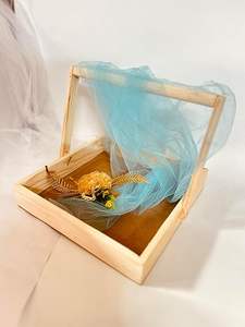 Panier cadeau en bois de pin avec manche en bois et panier fait main fantaisie herbe sèche idéal pour offrir un panier hexagonal - Product Image 2