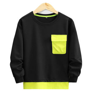 Sudadera de bloque de Color para niños, sudaderas de alta calidad con bolsillo y solapa, ropa de calle de peso pesado de invierno Unisex personalizada de algodón suave para hombres - Product Image 1