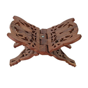 Creative Hand Carved Wooden Rehal <b>Book</b> Stand For Holy <b>Books</b> Foldable Sheesham Wood Quran Holder With Intricate Floral Design - Product Image 6