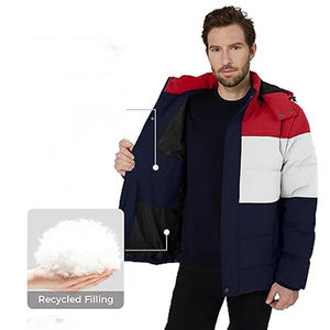 Veste matelassée lourde pour hommes Manteau d'hiver à capuche détachable résistant à l'eau Résistance au vent Service OEM Coque en nylon lavée à l'avant - Product Image 5
