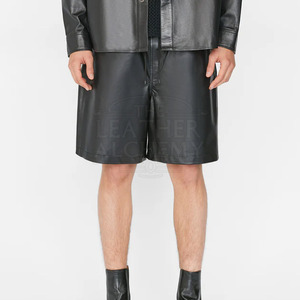 Men Fashion <b>Leather</b> <b>Shorts</b> With Stylish Cut Smooth Surface Durable Build Comfort Focused Design Ideal For Daily Wear - Product Image 4