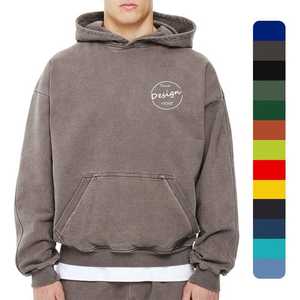 Streetwear Vêtements courts Lavage à l'acide lourd Fabricants Argent Personnalisé Boxy Pull à capuche pour homme - Product Image 1