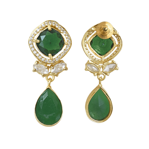Boucles d'oreilles en laiton en gros, zircon, faites à la main, semi-précieuses, polies à haute brillance, plaquées or, sans nickel, durables, prêtes à être expédiées - Product Image 2