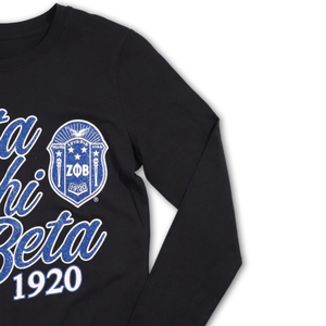 Zeta Phi Beta 1920 Script Logo T-shirt à manches longues broderie en coton noir vêtements de vie grecque vêtements de sororité personnalisés - Product Image 4