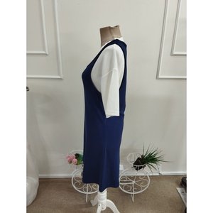 Robe deux pièces en modal à manches courtes et bretelles épaisses pour femme, 36897 - Bleu marine - Product Image 6