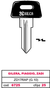 Chiave per Auto Asc Zd17rap (g.Vak 0) Gilera, Piaggio, Zadi - Product Image 1