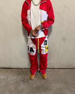 Personnalisé Hommes Deux Pièces Coupe-Vent Veste Courte Patchwork Zip Up Nylon Streetwear Survêtement Survêtement Coupe-Vent Ensemble Court - Product Image 1