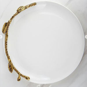 ชามอลูมิเนียมทำจากเรซินดีไซน์รูปใบไม้ชุบเงินใช้ตกแต่งโรงแรมพร้อมชามช้อนส้อม - Product Image 6