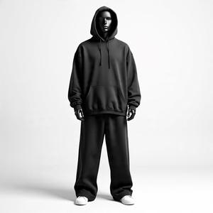 Survêtements décontractés à capuche grande taille, ensemble 2 pièces personnalisé, en molleton de coton épais, pour la course et le fitness, collection automne - Product Image 4