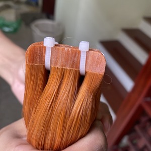 Vente en gros, Extensions de cheveux humains 100% naturels, couleur Orange indienne brute, Extension de cheveux lisses avec bande - Product Image 2