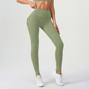 Pantalon de yoga pour femme, taille haute, effet fessier galbé, sans couture, antibactérien, séchage rapide, course à pied, fitness, taille élastique, poche boutonnée, respirant - Product Image 6