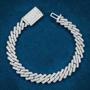 Hip Hop VVS Moissanite taille ronde diamant cubain lien Bracelet or blanc 12mm bijoux pour hommes en argent Sterling 925 - Product Image 5