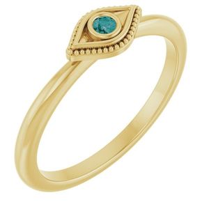 Stuller Romantic and Fashionable Adjustable Gemstone Ring 14KY <b>Evil</b> <b>Eye</b> Stackable Ring with Bezel Setting <b>Gift</b> - Product Image 1