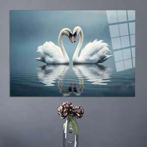 Toile imprimée : Art mural avec des oiseaux amoureux romantiques, ART SUR VERRE TÉRMÉRISÉ - Product Image 1