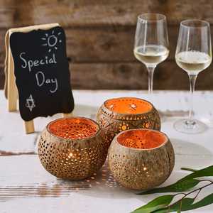 ที่ใส่เปลือกโกโก้แบบธรรมชาติสำหรับวางตรงกลางโต๊ะเทียนถ้วยมะพร้าวทำด้วยมือที่วางเทียน - Product Image 5