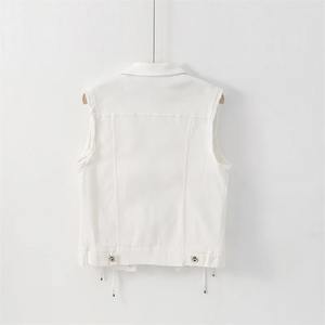 Nueva chaqueta vaquera informal lisa con capucha de alta calidad 100% algodón chaqueta vaquera sin mangas personalizar diseño elegante chaqueta de mujer - Product Image 3