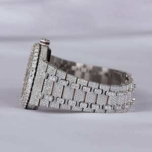 RB นาฬิกาข้อมือผู้ชายทำจากสแตนเลสสตีลเพชรสวิส VVS Moissanite สุดหรูพร้อมกลไกการเคลื่อนที่หน้าปัดสีม่วงคาลิเบอร์วันที่ดวงจันทร์อัตโนมัติ - Product Image 2