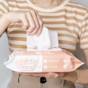 Lingettes pour bébé ECOWIPES Happy Kids, 80 lingettes douces sans parfum, lingettes humides pour le nettoyage doux du bébé - Product Image 4