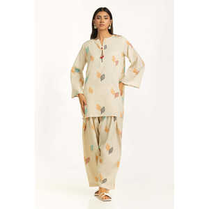 Ensemble Coordonné Khaddar Jacquard Slub Imprimé IUSTTS-1154 Tenue Décontractée 2 Pièces pour Printemps/Été Tailles XS et XXS Disponibles - Product Image 5