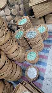 VENTE EN GROS Plateau d'incrustation de rotin: Rangement fait à la main, affichage élégant, service de thé/café écologique-BLEU LOTUS VIETNAM - Product Image 4