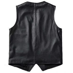 Chaleco de cuero con cuello en V 100% de calidad superior para hombre al por mayor, estilo occidental, transpirable y nuevo para montar en moto en invierno - Product Image 3