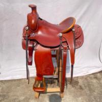 Ensemble de selle western en cuir véritable de qualité supérieure avec décorations en bois et motifs de course d'arbre d'équitation |   Raccords en acier inoxydable façonnés à la main, sans frais supplémentaires
